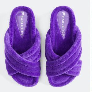 Fabletics | Terry Criss-Cross Slides | Purple | NWT | Size 7